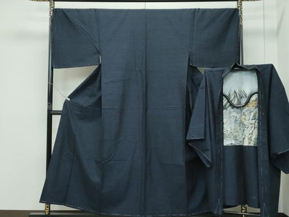 平和屋着物●極上　男性　結城紬　アンサンブル　杢　逸品　未使用　CZAA5370s6