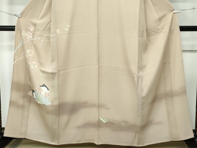 平和屋本店▽極上　加賀友禅の巨匠　初代　由水十久　訪問着　単衣　童子　枝花文　暈し染め　榛色地　逸品　CZAA5372s6