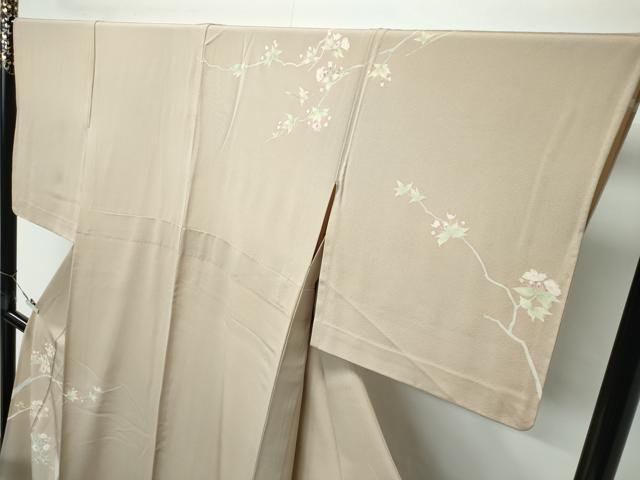 平和屋本店▽極上　加賀友禅の巨匠　初代　由水十久　訪問着　単衣　童子　枝花文　暈し染め　榛色地　逸品　CZAA5372s6