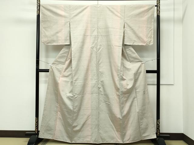 平和屋着物●極上　紅花紬　米沢　新田秀次　縞　逸品　未使用　CZAA5382s6