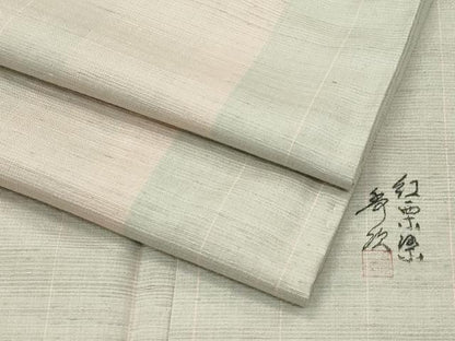 平和屋着物●極上　紅花紬　米沢　新田秀次　縞　逸品　未使用　CZAA5382s6