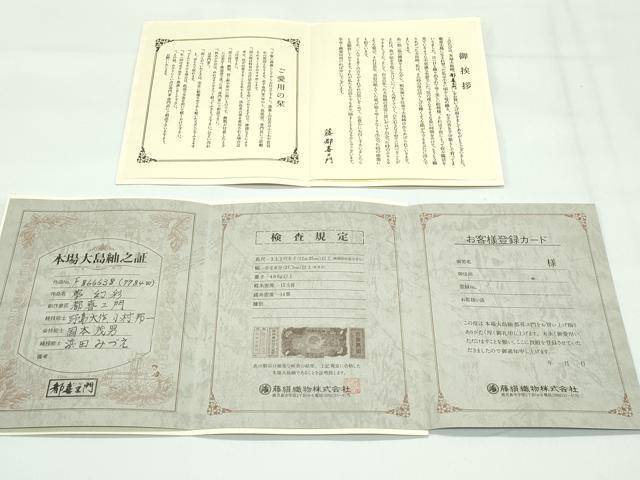 平和屋本店●極上　都喜ヱ門　本場大島紬　訪問着　泥染め　９マルキ　夢幻彩　藤絹織物謹製　証紙付き　逸品　CZAA5384s6