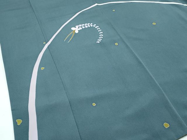 平和屋本店●極上　世界的人形師　辻村寿三郎　ジュサブロー　訪問着　刺繍　うさぎ　簪　鉄御納戸色地　逸品　CZAA5387s6