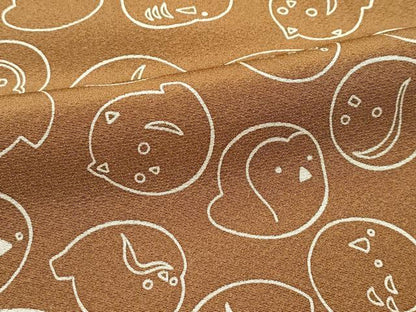 平和屋着物●極上　小紋　鳥　ペンギン　猫　バーントアンバー色地　逸品　CZAA5390s6
