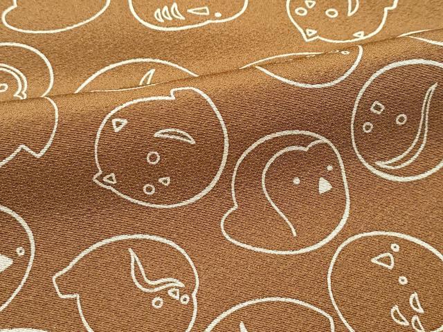 平和屋着物●極上　小紋　鳥　ペンギン　猫　バーントアンバー色地　逸品　CZAA5390s6