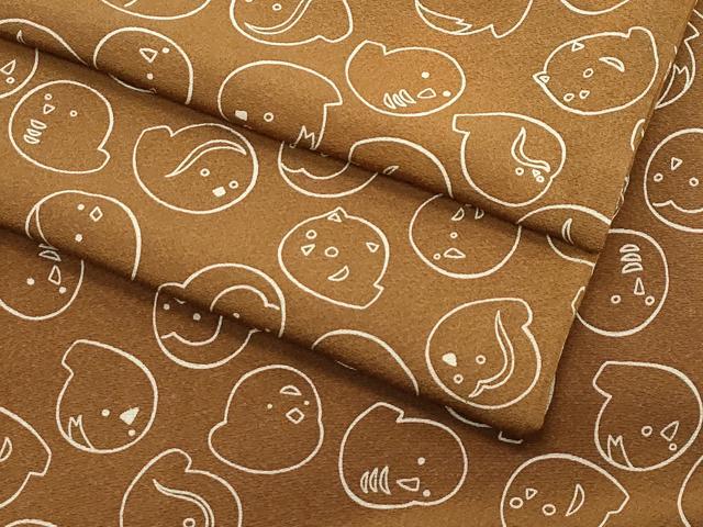 平和屋着物●極上　小紋　鳥　ペンギン　猫　バーントアンバー色地　逸品　CZAA5390s6
