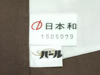 平和屋着物●極上　小紋　鳥　ペンギン　猫　バーントアンバー色地　逸品　CZAA5390s6
