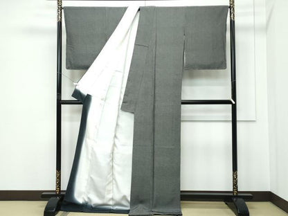 平和屋着物●極上　小紋師　鈴木秋治　江戸小紋　角通し　黒地　逸品　未使用　CZAA5394s6