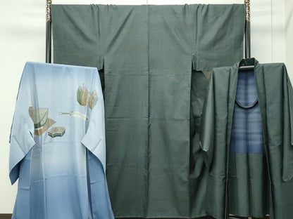 平和屋着物●極上　男性　本場大島紬　アンサンブル　長襦袢セット　100亀甲　総詰め　逸品　未使用　CZAA5399s6
