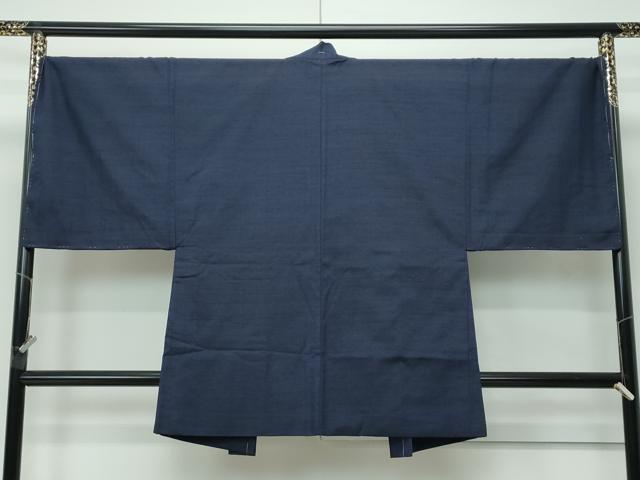 平和屋着物●極上　男性　紬　アンサンブル　長襦袢セット　濃紺地　逸品　未使用　CZAA5400s6