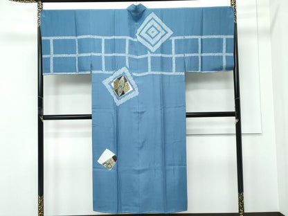 平和屋着物●極上　男性　紬　アンサンブル　長襦袢セット　濃紺地　逸品　未使用　CZAA5400s6