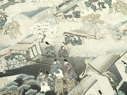 平和屋着物●極上　世界的友禅作家　千地泰弘　訪問着　本場染大島紬　人物風景文　逸品　CZAA5416s6