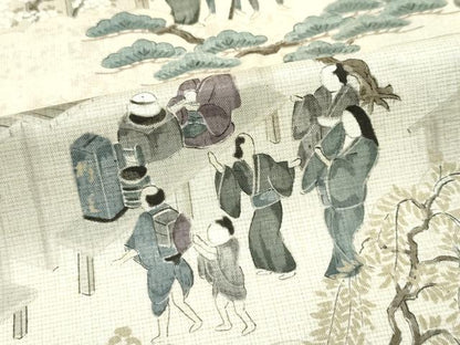平和屋着物●極上　世界的友禅作家　千地泰弘　訪問着　本場染大島紬　人物風景文　逸品　CZAA5416s6