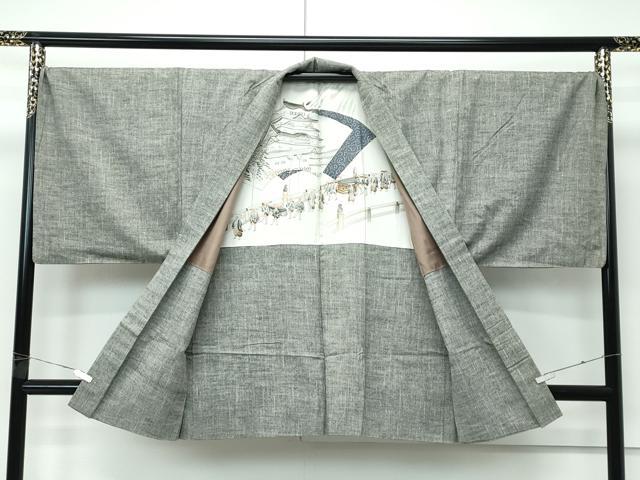 平和屋着物●極上　男性　紬　アンサンブル　長襦袢セット　霞文　逸品　CZAA5424s6