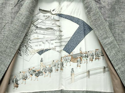 平和屋着物●極上　男性　紬　アンサンブル　長襦袢セット　霞文　逸品　CZAA5424s6