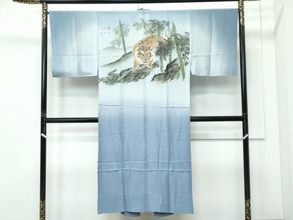 平和屋着物●極上　男性　紬　アンサンブル　長襦袢セット　霞文　逸品　CZAA5424s6