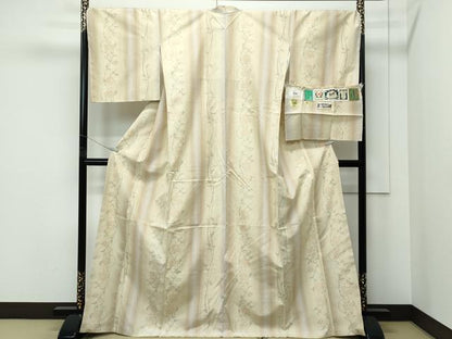 平和屋着物●極上　結城紬　はたおり娘　奥順　100亀甲　花唐草間道　証紙付き　逸品　未使用　CZAA5426s6