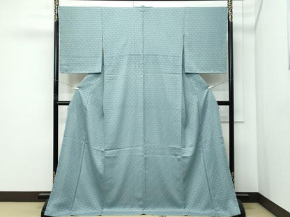 平和屋着物●極上　色無地　千草色　紗袷　菱紋紗　鈴乃屋扱い　逸品　未使用　CZAA5429s6