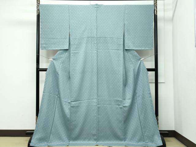 平和屋着物●極上　色無地　千草色　紗袷　菱紋紗　鈴乃屋扱い　逸品　未使用　CZAA5429s6