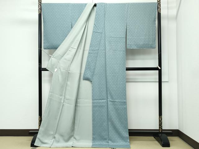 平和屋着物●極上　色無地　千草色　紗袷　菱紋紗　鈴乃屋扱い　逸品　未使用　CZAA5429s6