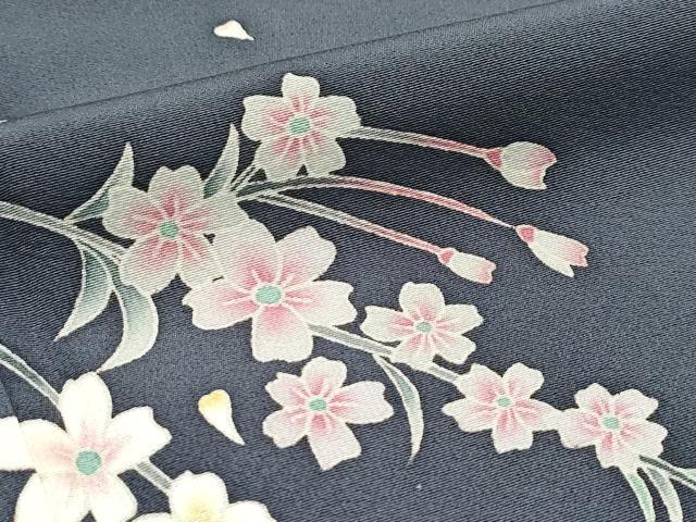 平和屋着物●極上　本加賀友禅作家　松島由美　訪問着　枝花文　墨色地　逸品　CZAA5435s6
