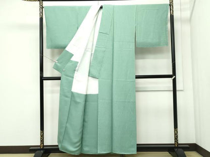 平和屋着物●極上　色無地　柳染色　氷割地紋　さが美扱い　逸品　未使用　CZAA5436s6