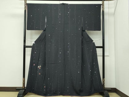平和屋着物●極上　訪問着　刺繍　舞花文　金糸　蝋色地　やまと金ラベル　逸品　CZAA5438s6