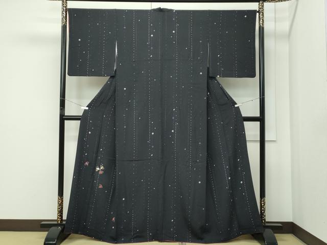 平和屋着物●極上　訪問着　刺繍　舞花文　金糸　蝋色地　やまと金ラベル　逸品　CZAA5438s6