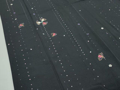 平和屋着物●極上　訪問着　刺繍　舞花文　金糸　蝋色地　やまと金ラベル　逸品　CZAA5438s6
