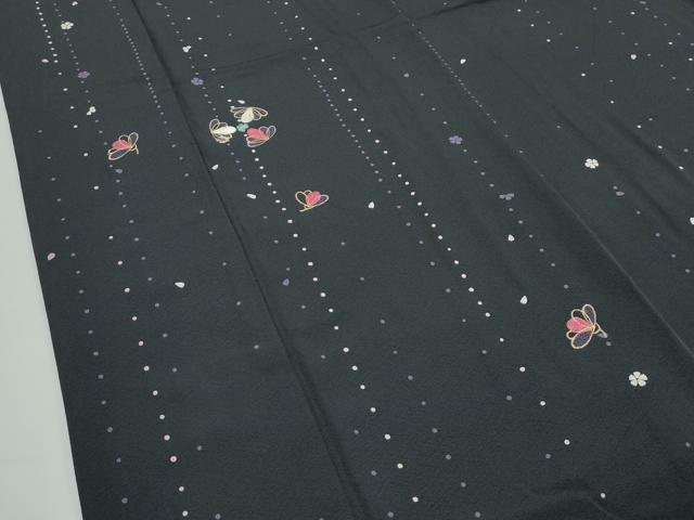 平和屋着物●極上　訪問着　刺繍　舞花文　金糸　蝋色地　やまと金ラベル　逸品　CZAA5438s6