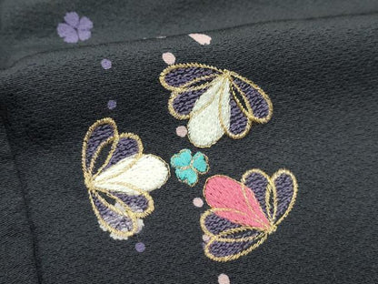 平和屋着物●極上　訪問着　刺繍　舞花文　金糸　蝋色地　やまと金ラベル　逸品　CZAA5438s6