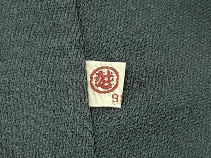 平和屋着物●極上　訪問着　駒刺繍　牡丹松鹿の子間道　金彩　藍海松茶色地　三越扱い　逸品　CZAA5440s6