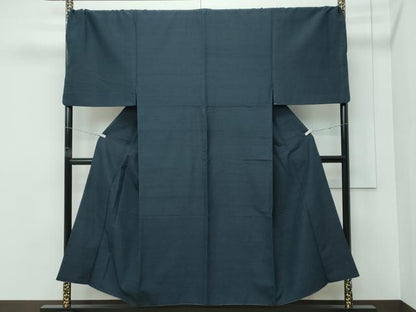 平和屋着物●極上　男性　紬　アンサンブル　色無地　錆鉄御納戸色　キングサイズ　逸品　CZAA5441s6