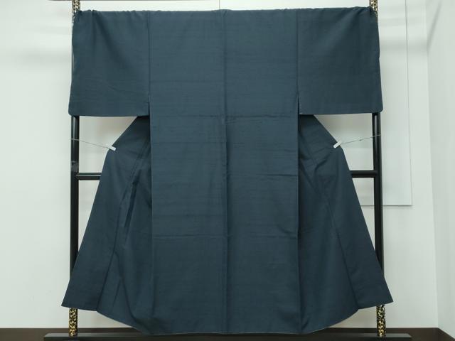 平和屋着物●極上　男性　紬　アンサンブル　色無地　錆鉄御納戸色　キングサイズ　逸品　CZAA5441s6