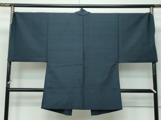 平和屋着物●極上　男性　紬　アンサンブル　色無地　錆鉄御納戸色　キングサイズ　逸品　CZAA5441s6