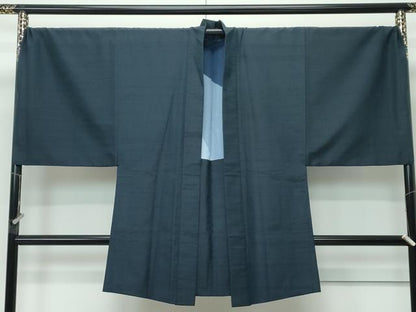 平和屋着物●極上　男性　紬　アンサンブル　色無地　錆鉄御納戸色　キングサイズ　逸品　CZAA5441s6