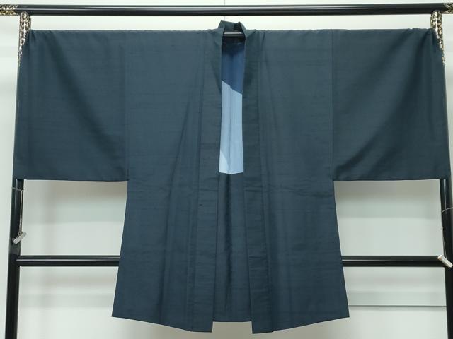 平和屋着物●極上　男性　紬　アンサンブル　色無地　錆鉄御納戸色　キングサイズ　逸品　CZAA5441s6