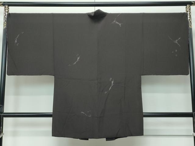 平和屋着物∞極上　男性　長羽織　舞桜　海松茶色地　羽裏：虎　逸品　未使用　CZAA5449s6
