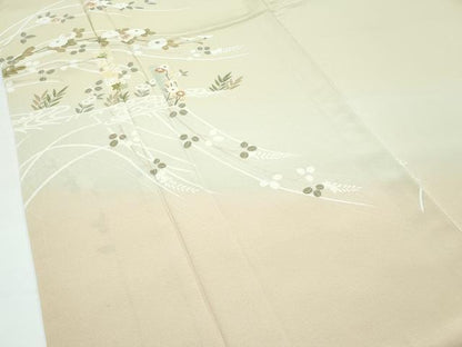平和屋本店●極上　訪問着　流水枝花文　暈し染め　砥粉色地　逸品　CZAA5452s6