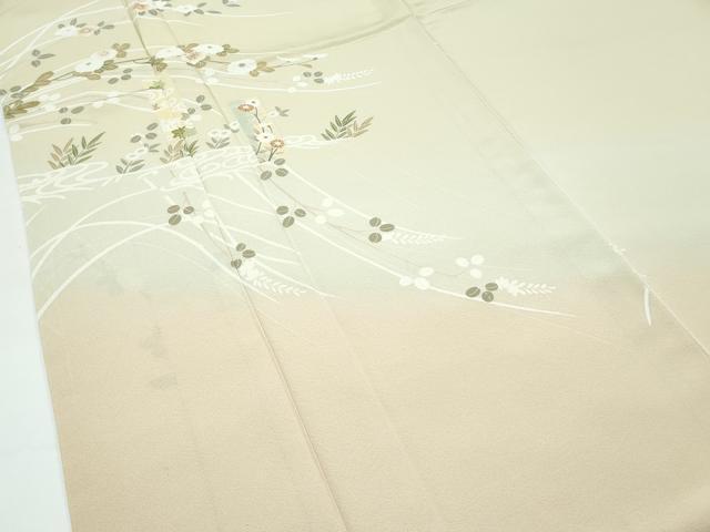 平和屋本店●極上　訪問着　流水枝花文　暈し染め　砥粉色地　逸品　CZAA5452s6