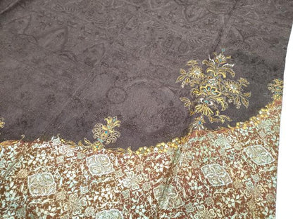 平和屋着物●極上　訪問着　刺繍　正倉院花文　金通し地　黒橡色地　やまと誂製　逸品　CZAA5457s6