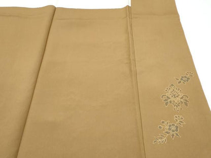 平和屋着物●極上　訪問着　刺繍　正倉院花文　金通し地　黒橡色地　やまと誂製　逸品　CZAA5457s6