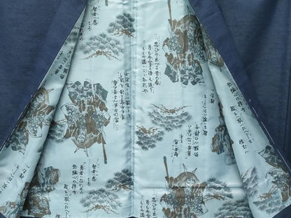 平和屋着物●極上　男性　紬　アンサンブル　長襦袢セット　キングサイズ　濃紺地　逸品　未使用　CZAA5461s6