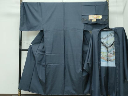 平和屋着物●極上 男性 本場大島紬 アンサンブル キングサイズ 100亀甲 総詰め 縞格子 上村織物謹製 証紙付き 逸品 未使用 CZAA5463s6
