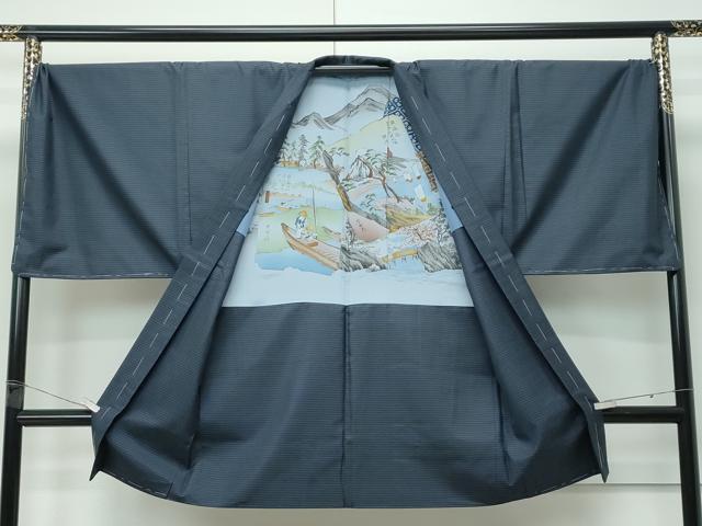 平和屋着物●極上 男性 本場大島紬 アンサンブル キングサイズ 100亀甲 総詰め 縞格子 上村織物謹製 証紙付き 逸品 未使用 CZAA5463s6