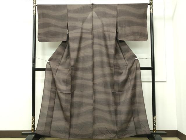 平和屋本店＊極上 夏物 石川県指定無形文化財 夏牛首紬 白山工房 手織り 立波文 逸品 CZAA5472s6