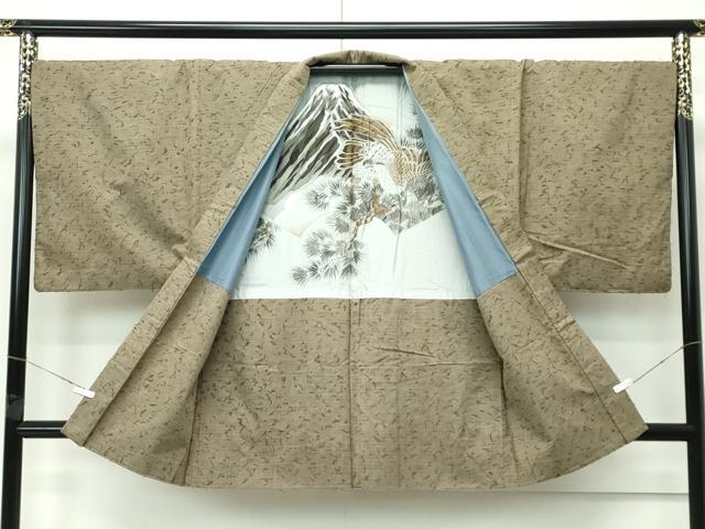 平和屋着物∞極上　男性　羽織　キングサイズ　髭紬　綱紬　まゆの邑　媚茶色地　米澤猪俣謹製　証紙付き　逸品　CZAA5482s6