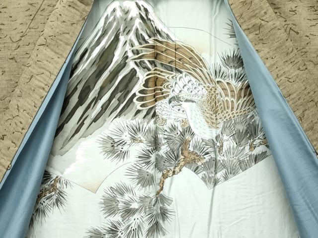 平和屋着物∞極上　男性　羽織　キングサイズ　髭紬　綱紬　まゆの邑　媚茶色地　米澤猪俣謹製　証紙付き　逸品　CZAA5482s6