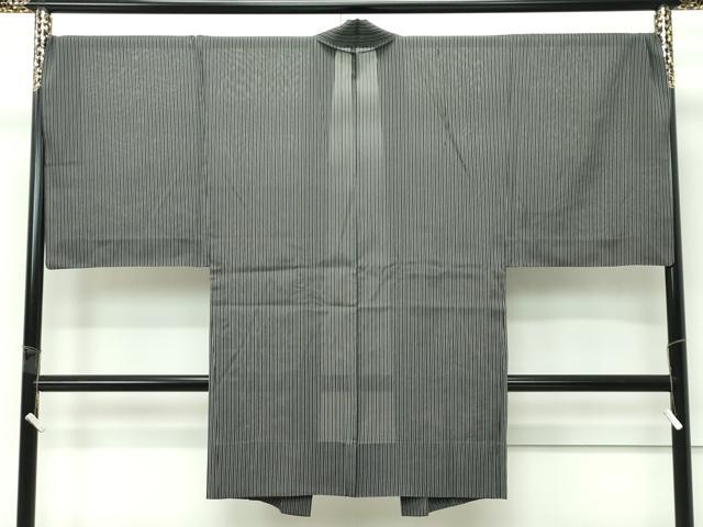 平和屋着物∞極上　男性　スリーシーズン　春夏秋　塵除け　長羽織　キングサイズ　間道　黒地　逸品　CZAA5484s6