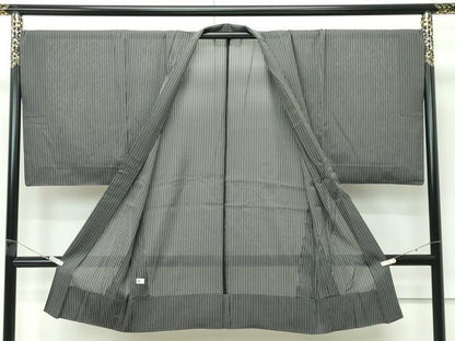 平和屋着物∞極上　男性　スリーシーズン　春夏秋　塵除け　長羽織　キングサイズ　間道　黒地　逸品　CZAA5484s6